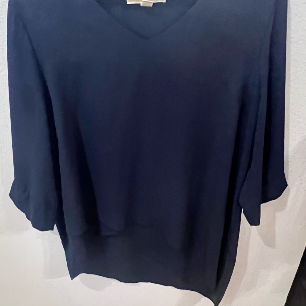 Michael Kors Navy V-Neck Blouse 3/4 Sleeve Women’s Size 12